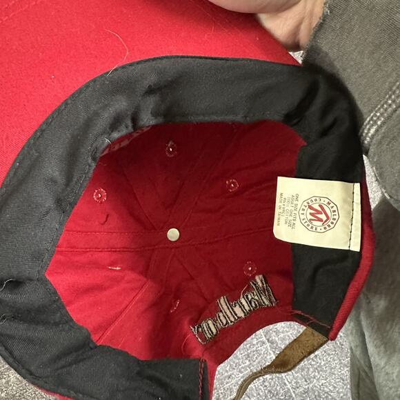 Men's Vintage 90's Marlboro Country Store Red Leather Promo Strapback Hat Cap - Picture 3 of 3